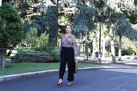 13/07/2021. The Minister for Transport, Mobility and Urban Agenda, Raquel Sánchez, walks through the gardens of La Moncloa